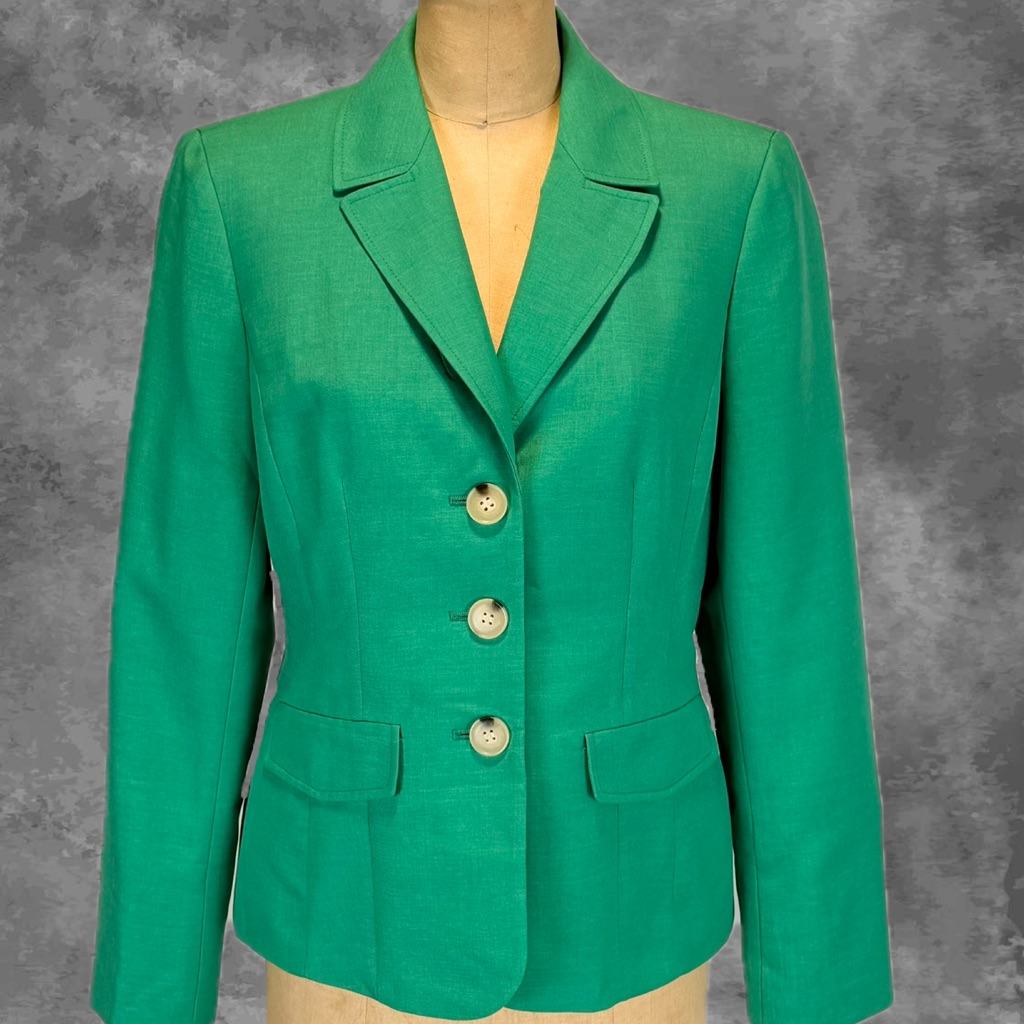 Evan Picone Black Label Tailored Blazer Fitted Women’s Kelly Grass Green Career